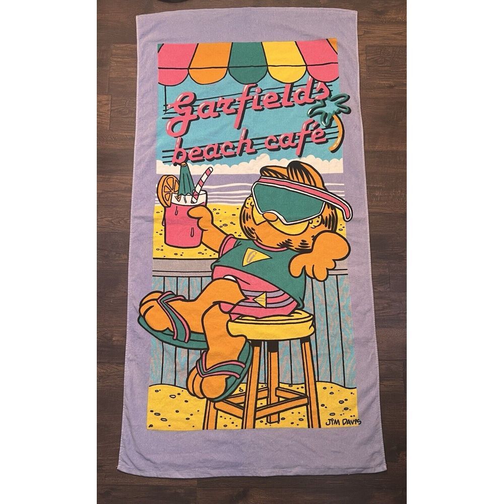 Vintage Garfield Cartoon‎ DEADSTOCK Beach Towel NWT 1970s-80s Retro GenX Franco